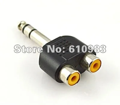 

Free shipping (5 pieces/lot) 6.5mm - RCA adapter 6.5mm 1/4" Stereo Audio Headphone male plug to 2 RCA female Jack connector