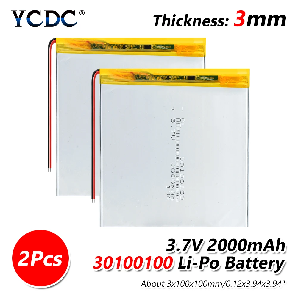 30100100 3,7 V 6000mAh литий-полимерный литий-ионный аккумулятор для MP4 MP5 gps psp мобильных карманных ПК электронных книг bluetooth - Цвет: 2 PCS