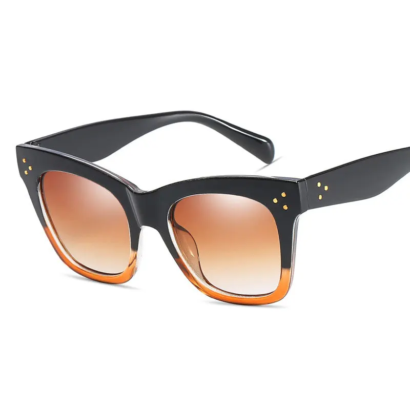 HUHAITANG роскошные женские Винтажные Солнцезащитные большие квадратные брендовые дизайнерские солнцезащитные очки для женщин большие солнечные очки для женщин s - Цвет линз: Black Brown