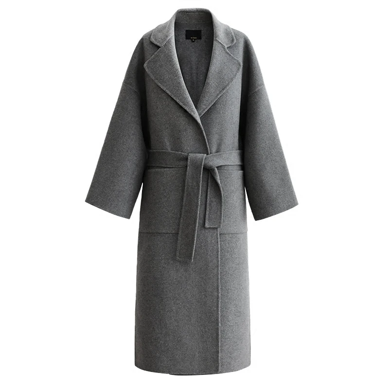 

2019 Winter New Woolen Jackets Coat Women Elegant Long Overcoat Loose Side Split Office Lady cashmere coat