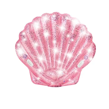 

Rose Gold Glitter Shell Float Gaint Inflatable Swimming Float Tube Raft with Sequins Pool Floating Swim Ring Water Fun Pool Toys