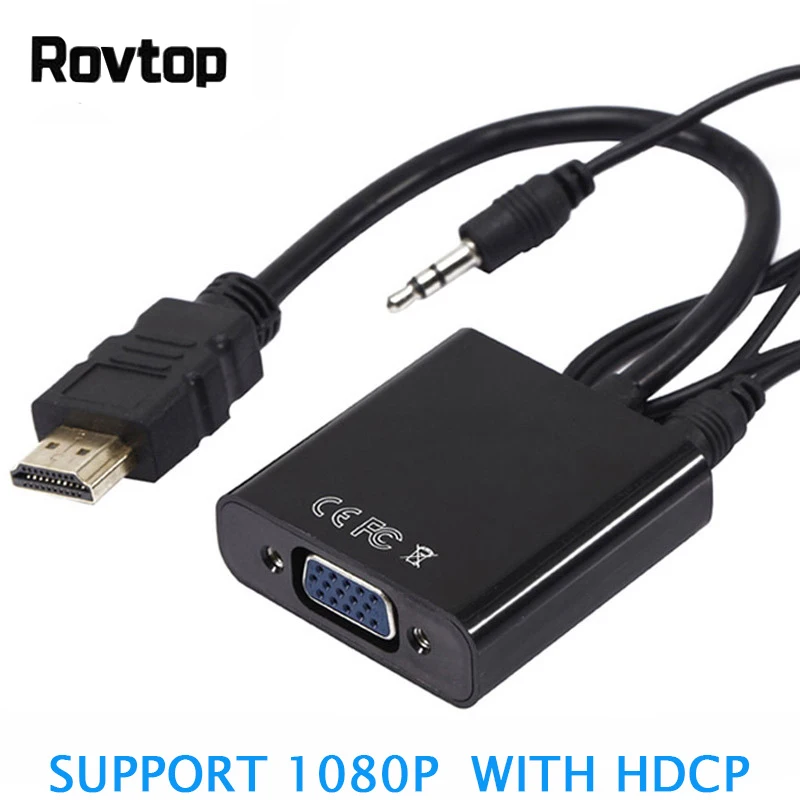 Rovtop HDMI в VGA адаптер мужской Famale конвертер 1080P цифро аналоговый видео аудио для ПК
