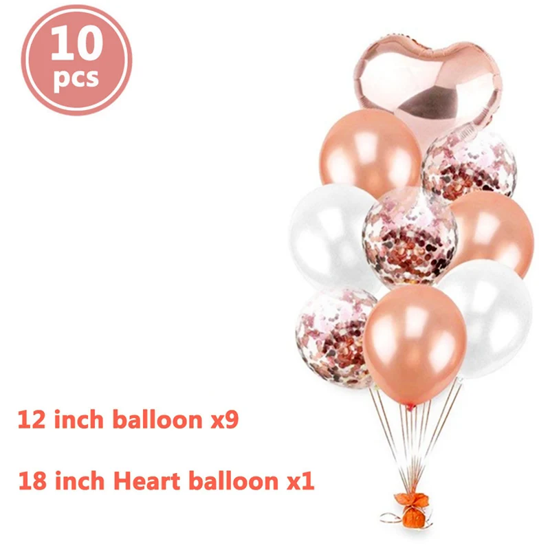 10 шт микс конфетти воздушные шары для первого дня рождения, вечерние украшения для малышей, детей, взрослых мальчиков и девочек, мой 1 год - Цвет: 10pcs rose gold