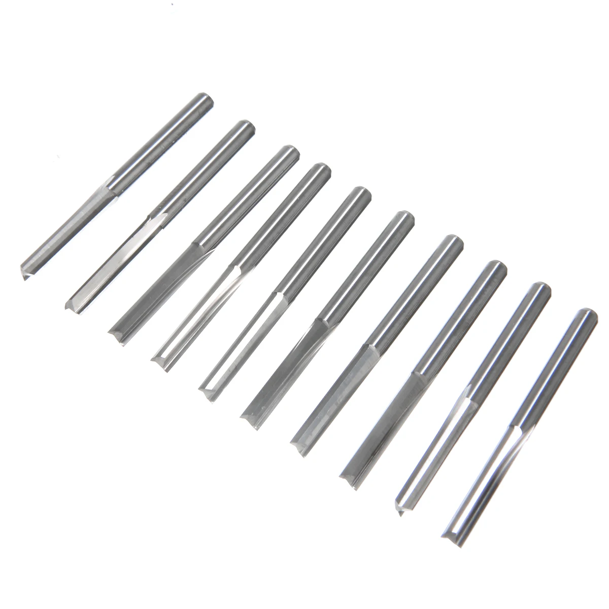10pcs 2 Flute CNC Router Bits 3.175mm Straight Slot Tungsten Steel Milling Cutter for Wood MDF Plastic