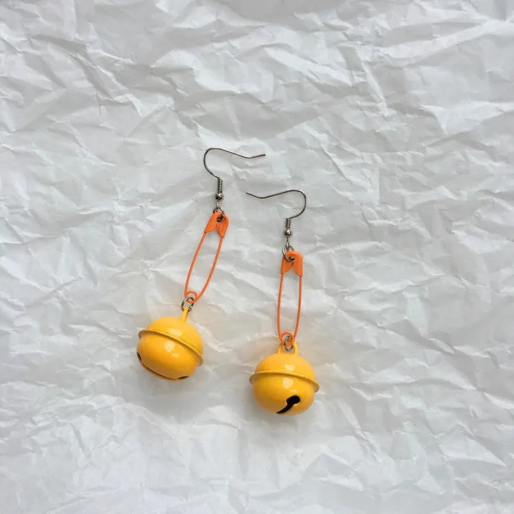 yellow bell Модные цветные безопасные серьги-гвоздики с геометрическим орнаментом, креативные милые серьги карамельного цвета для женщин, забавные уникальные ювелирные изделия для вечеринок, подарок - Окраска металла: yellow bell