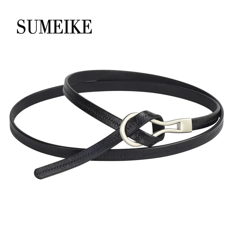 

[SUMEIKE] 100% Leather Belt For Women Thin Ladies Fashion Waist Belt For Dress Woman Strap