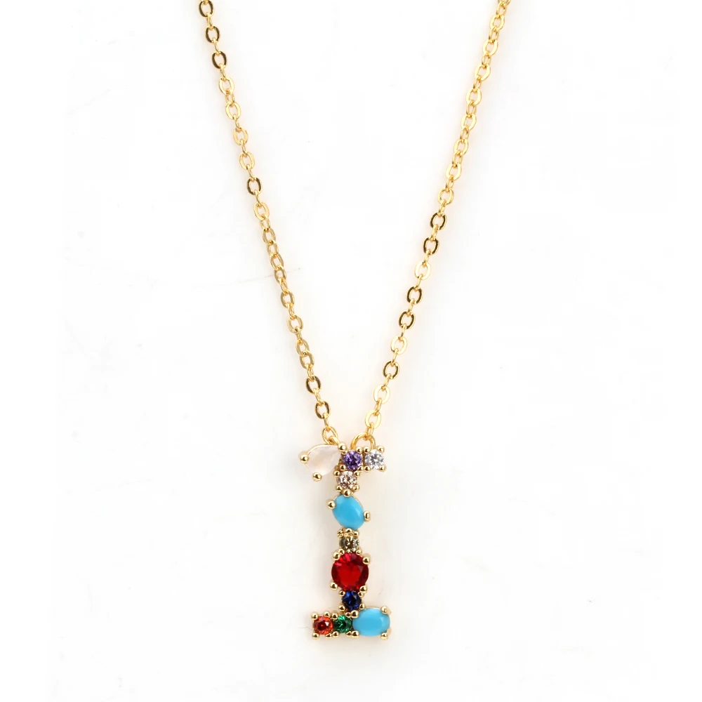 Ожерелье с подвеской от сглаза, Золотая Длинная цепочка, 26 букв, ожерелье с фианитами, микро проложенный Шарм, ювелирное изделие для женщин EY6266