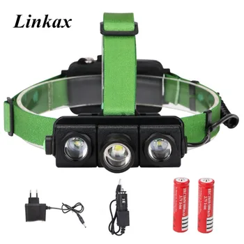 

Newest 6000LM Led Headlight Headlamp Cree XM-L T6 +2*XPE LED Waterproof Headlight Zoomable Focus Rechargeable Headlamps