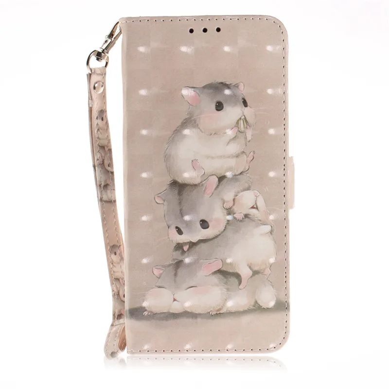 Откидную крышку телефона мешки для Xiaomi mi A2 mi A2/mi 6X mi 6X случае 3D живопись искусственная кожа мягкая бумажник кремния Чехлы Coque - Цвет: Three squirrels