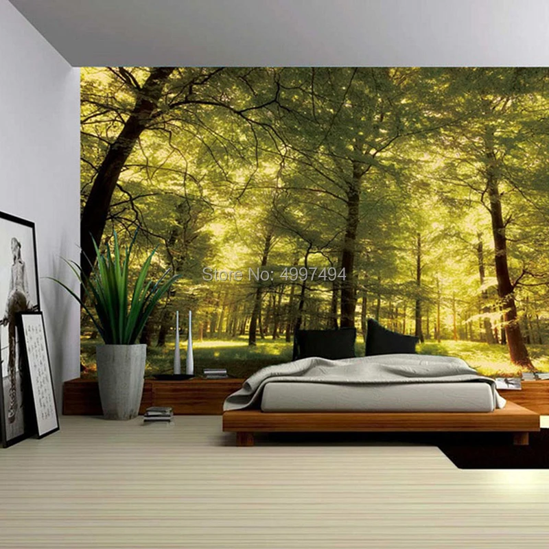 

Loartee Gold Sun Light Shine Tree Forest Tapestry Tree of Life Plant Scenery Bedroom Living Room Mysterious Backdrop Wandkleed