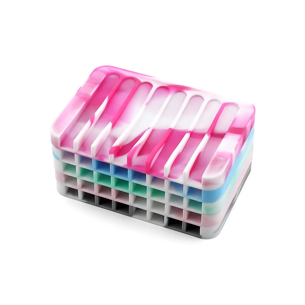 

Drop Shipping Lowest Price Silicone Soap Dish Plate Soap Holder Soap Drain Box With Comb-shape Drain For bathroom