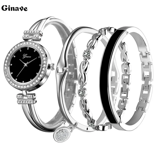 2018 Nuovo Di Modo Donne Eleganti Orologi Di Cristallo D'argento Del Braccialett 2018 Nuovo Di Modo Donne Eleganti Orologi Di Cristallo D'argento Del Braccialett