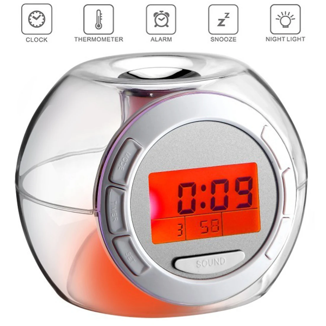 Novelty Colorful Round ball Digital Digital Timer Colorful Light