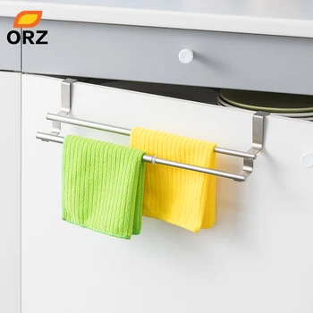 

ORZ Kitchen Towel Holder Expandable Bathroom Towel Bar Stainless Steel Storage Hanger Rack Door Hook Shelf Bathroom Organizer