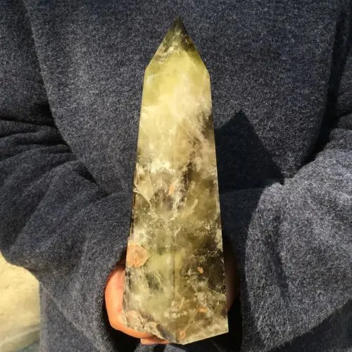 Large Natural Citrine Quartz Obelisk Crystal Wand Point Reiki Healing 1100-1200g