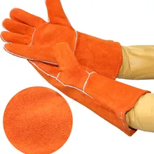 Высокое качество 2 пары Удлиненные Манжеты коровья замша натуральная кожа сварочные защитные рабочие перчатки полная подкладка с большой износостойкостью