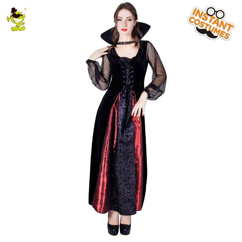 Women's Noble Vampire Costume with Collar Adult's Halloween Party ...