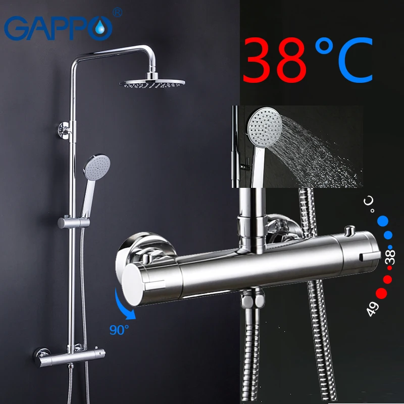 Günstige GAPPO thermostat Dusche System dusche set regen wasserhahn heißen und kalten schwarz Dusche wasserhahn Badewanne thermostat dusche mixer