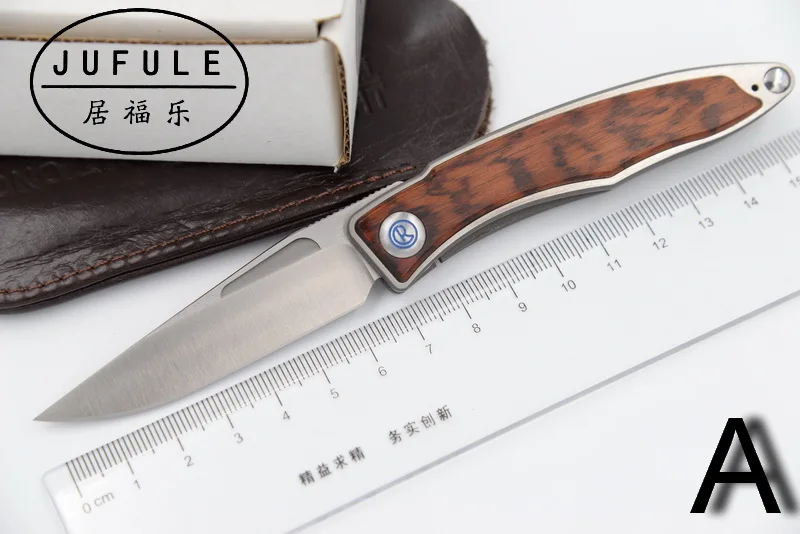 JUFULE Made OEM Mnandi M390 Blade wood Titanium handle folding Copper washers hunt camp Pocket Survival