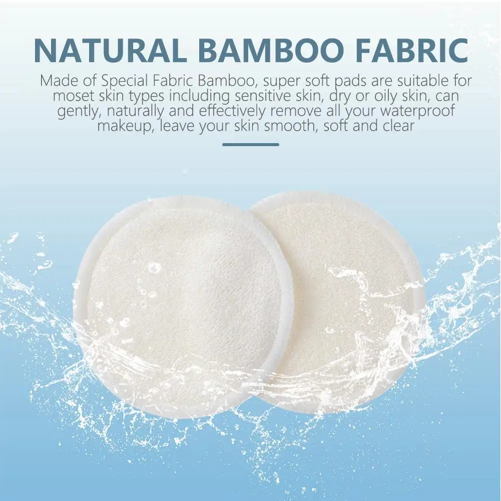 Bamboo Makeup Remover Pads Reusable Organic Bamboo Cotton Rounds with Mesh Laundry Bag Eye Makeup Remove Face Wipe