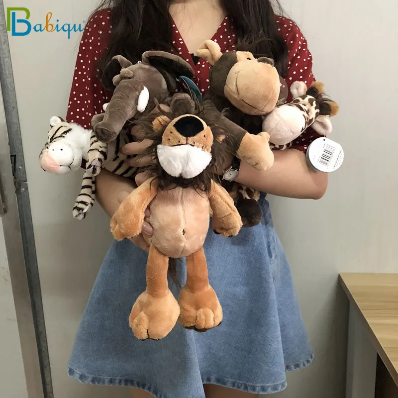 Babiqu 1pc 25cm Popular Forest Animals Stuffed Doll Plush Jungle Series Animal Lion Monkey Zebra Giraffe Elephant TOYS Kids Gift