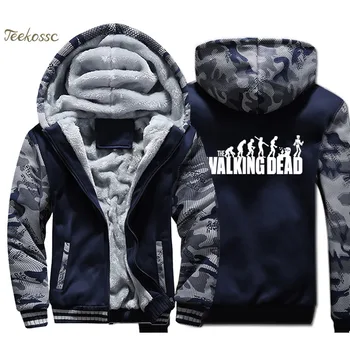 

The Walking Dead Hoodie Men Evolution Funny Hooded Sweatshirt Coat Winter Thick Fleece Warm Zip up Jacket Hip Hop Streetwear 4XL