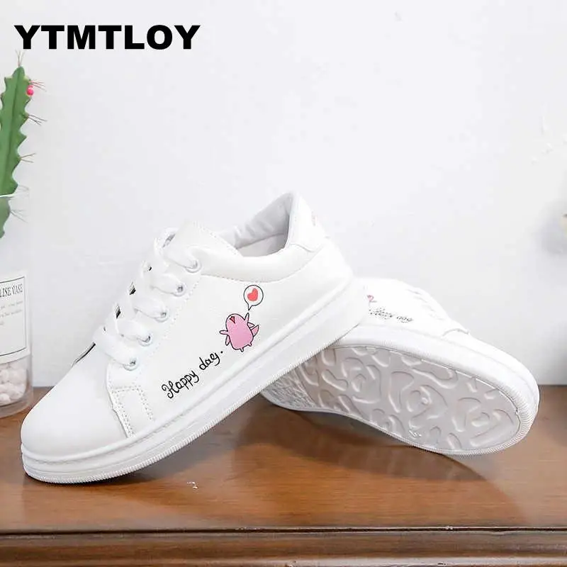 

Spring Women Casual Shoes Sneakers Fashion Breathable Pu Leather Platform White Women's Vulcanized 2019