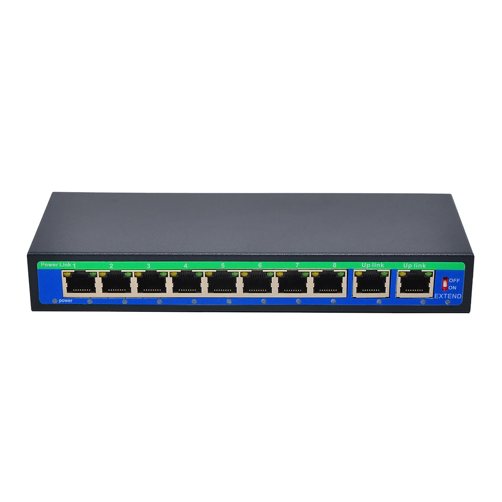  1 Uplink Power Over Ethernet Switch 4,5+/7,8- Support 12V 24V 48V 9 Port 10/100Mbps 8 POE Port