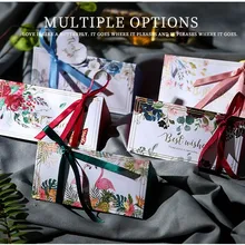 100 шт., Подарочная коробка для свадебного торжества с логотипом на заказ, коробки для конфет, фламинго, Детские праздничные розовые, синие, зеленые