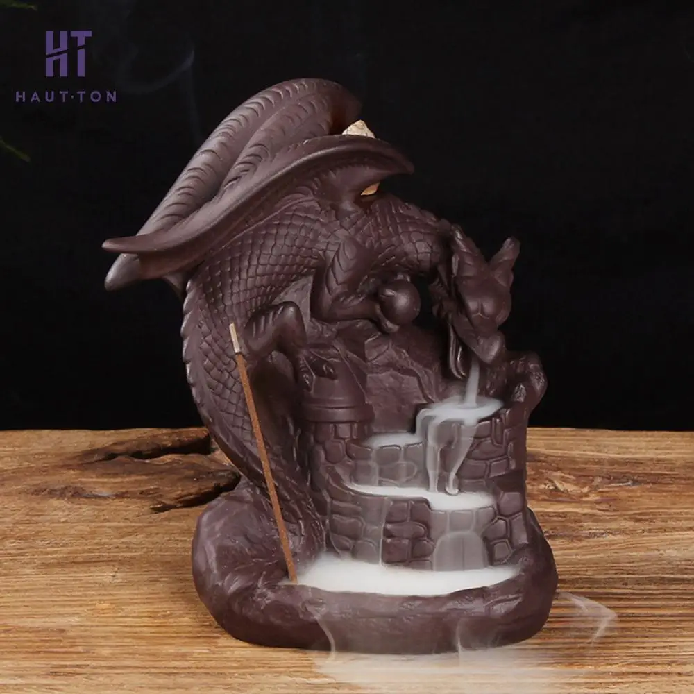 Благоприятный Дракон фиолетовый песок дым обратного потока ладан горелки Творческий кадильница для ароматерапии для домашнего декора Чайный домик