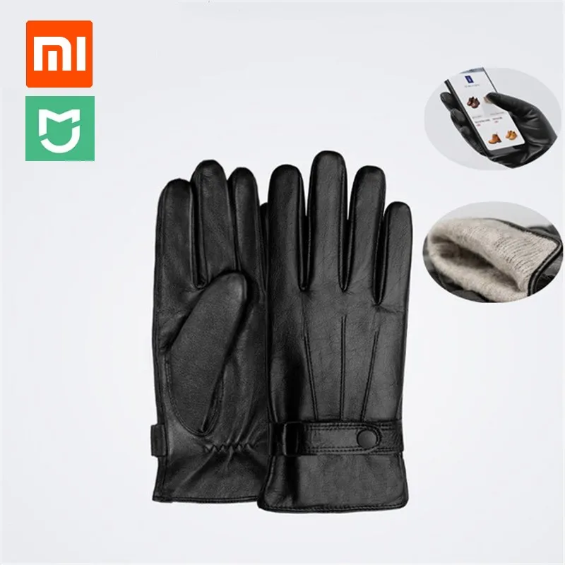 Xiaomi-Qimian-Lambskin-Touch-Screen-Gloves-Spanish-Raw-Winter-Autumn-Thicken-Warm-unisex-for-driving-moto