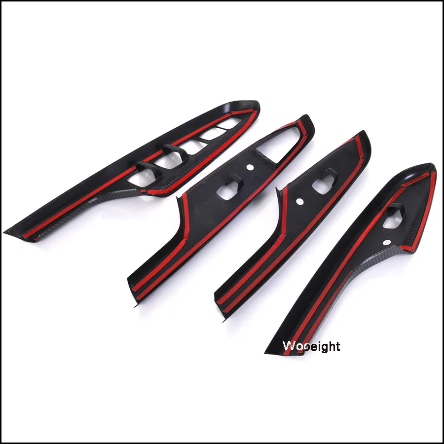 4Pcs Car Electric Carbon Fiber Window Switch Door Panel Handle Armrest Button Cover Trim For Hyundai Encino Kauai Kona 2018 SUV (1)