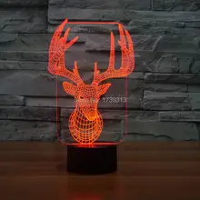 Amazing 3D Illusion Elk Shape Lamp LED Night Lights for Decoration Househould as Holidays & Birthdays Gifts