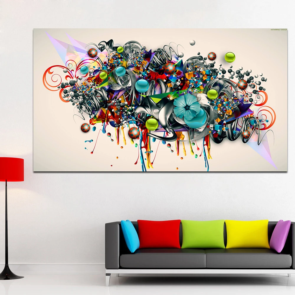 

Wangart Abstract Graffiti Canvas Art Blossomed Flowers Painting Modern Wall Pictures For Living Room Home Decor Poster Printed