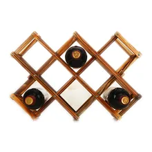 Твердая древесина Складная Винная стойка деревянный винный держатель 10 бутылок для напитков винные стеллажи кухонный бар Витрина Полка