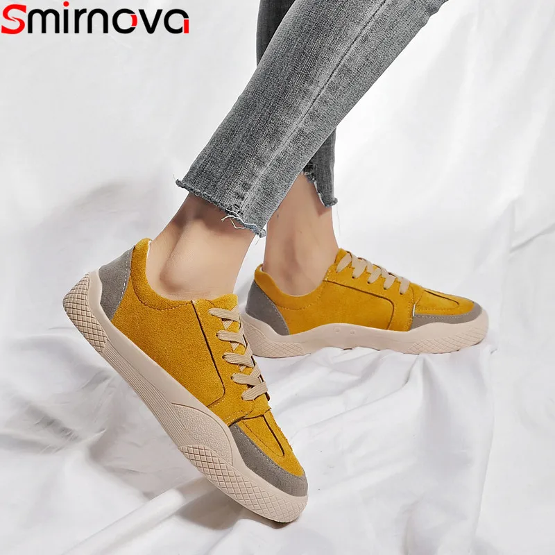 

Smirnova 2019 new flats shoes women round toe lace up ladies shoes comfortable flat with female shoes Academic style women flats