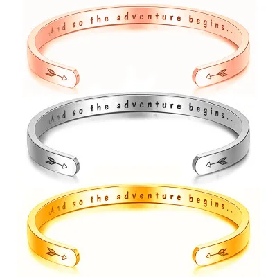 

Inspirational Quotes Mantra bracelet And so the adventure begins bracelets bangles Inspirational cuff bracelets Jewelry