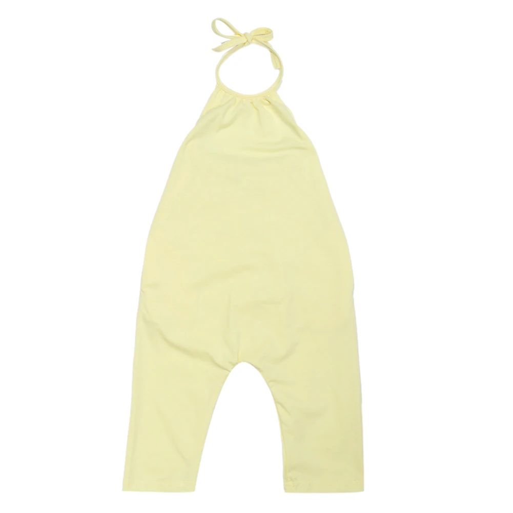 Модный милый детский комбинезон на лямках для маленьких девочек, комбинезон из мягкого хлопка, однотонные штаны-шаровары, штаны, комбинезон, одежда - Цвет: Цвет: желтый