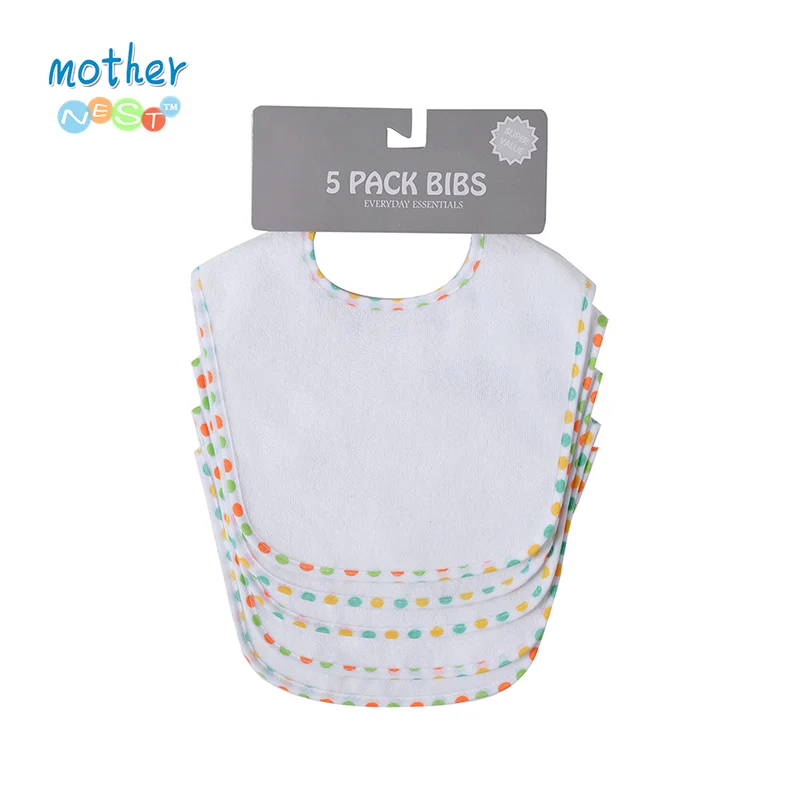 

Mother Nest Baby Snap Bib 100% Cotton Soft Absorbent Infant Baby Burp Cloth Waterproof Newborns Feeding Bandana 5 Pcs/Set