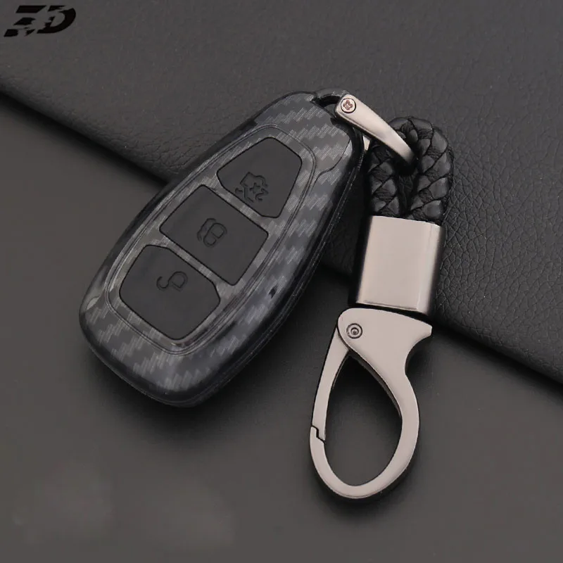 

Carbon Fiber Car Styling Key Remote Key Fob Case Cover Keychain for Ford Fiesta Focus 3 4 MK3 MK4 Mondeo Ecosport Kuga Focus ST
