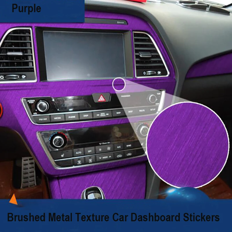 5M*50CM Car Dashboard Stickers Interior Decorated Brushed Metal Texture