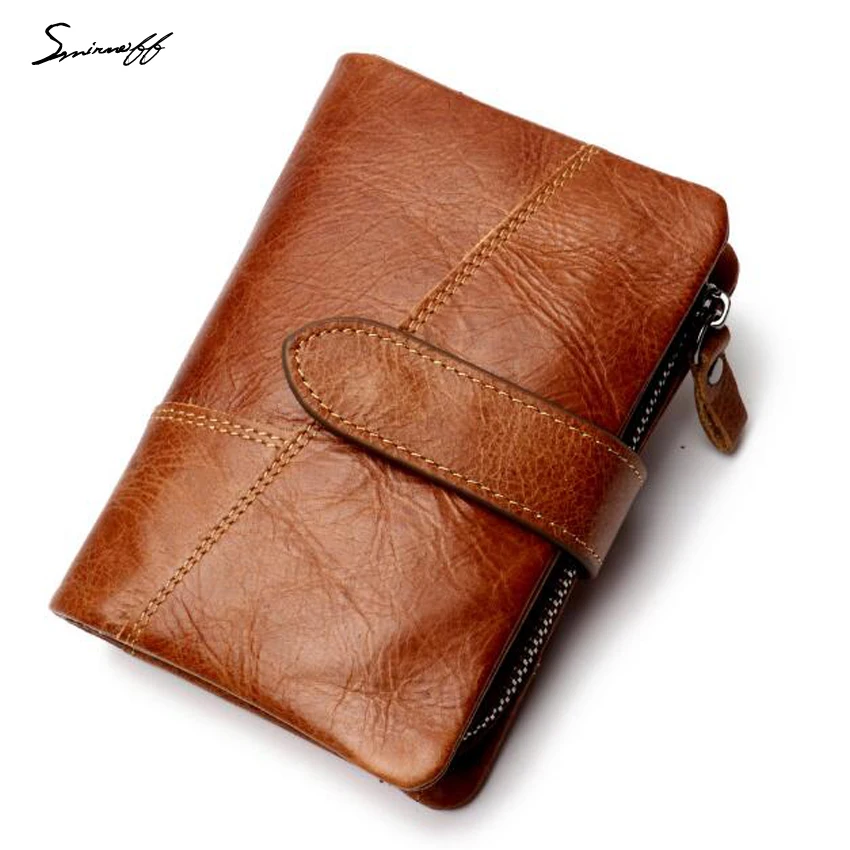 

Smirnoff Brand Leather Men Wallets High Quality Hasp Design RFID Card Holder Zip Coin Purse Custom Name Luxury Men's Wallet