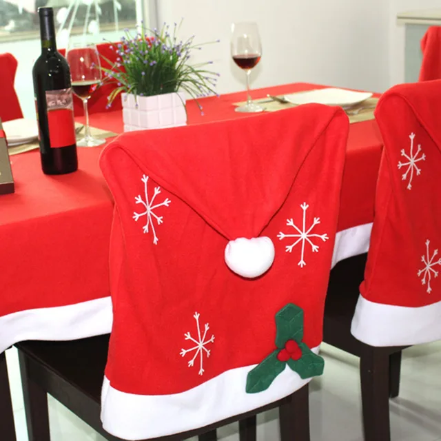 High Quality Flannel Christmas Chair Cover Santa Claus Decoration Xmas New Year Hat Home Party