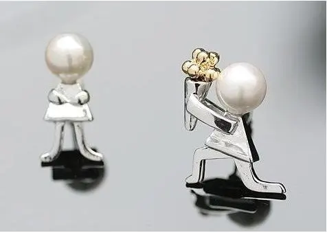 Серьги гвоздики с искусственным жемчугом E68|stud diamond earring|earrings tonguestud cartilage |