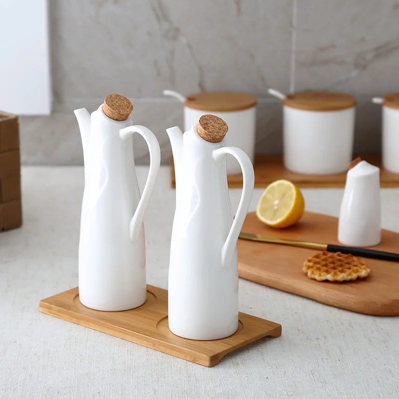 

Home Ceramic Soy Sauce Bottle Vinegar Dressing Jar Oil Cup Ins Art Oil Vinegar Pots Kitchen Salt Pepper Shakers Cups