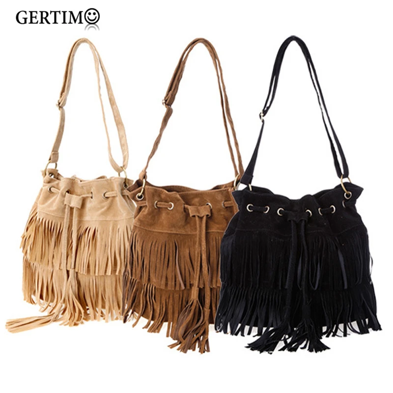 

Bolsos 2015 Faux Suede Fringe Tassel Women Shoulder Bag Messenger Bag Vintage Style Girl Crossbody Bag Mujer Bolso Flecos