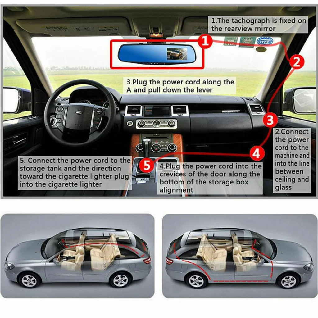 

4.3'' HD Dual Lens Car DVR Dash Cam Front and Rear Mirror Camera Video Recorder auto kamera samochodowa dashboard blackbox