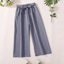 Fashion Women Casual Pants Loose Striped Pants High Waist Wide Leg Pants Summer Sashes Trousers Fashion Women Casual Pants Loose Striped Pants High Waist Wide Leg Pants Summer Sashes Trousers