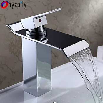 

Bathroom Basin Faucet Sink Waterfall Generalized Chrome Polish Single Handle Single Hole Faucet Mixer Deck Mounted torneira