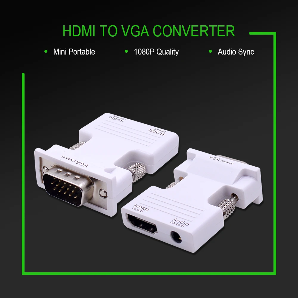 Преобразователь CHIPAL hdmi vga адаптер HDMI2VGA с аудиокабелем для ПК настольного
